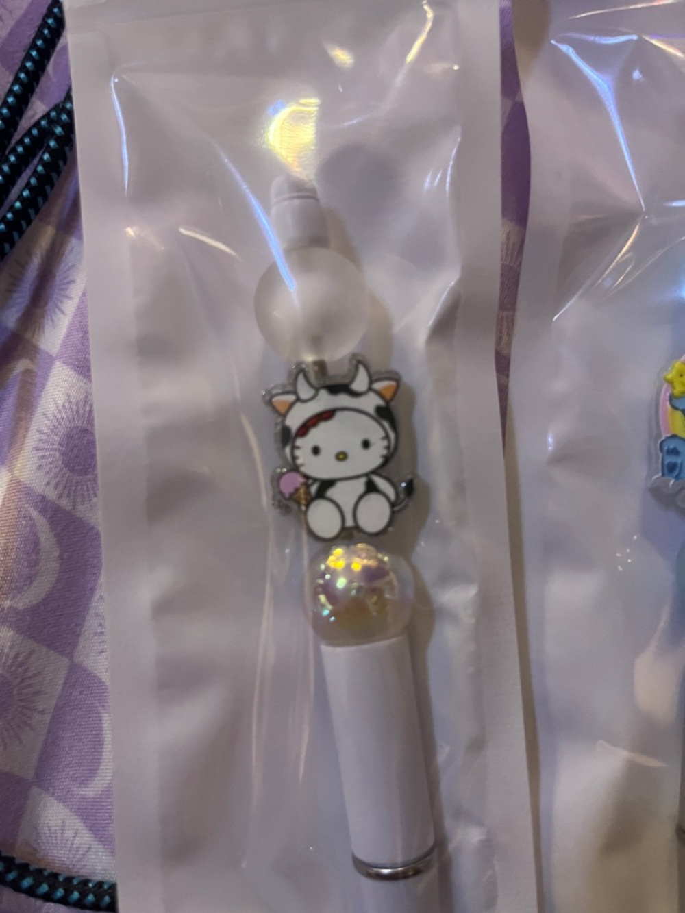 Hello Kitty White Unicorn Charm Lip Gloss Pen with Holographic Bead